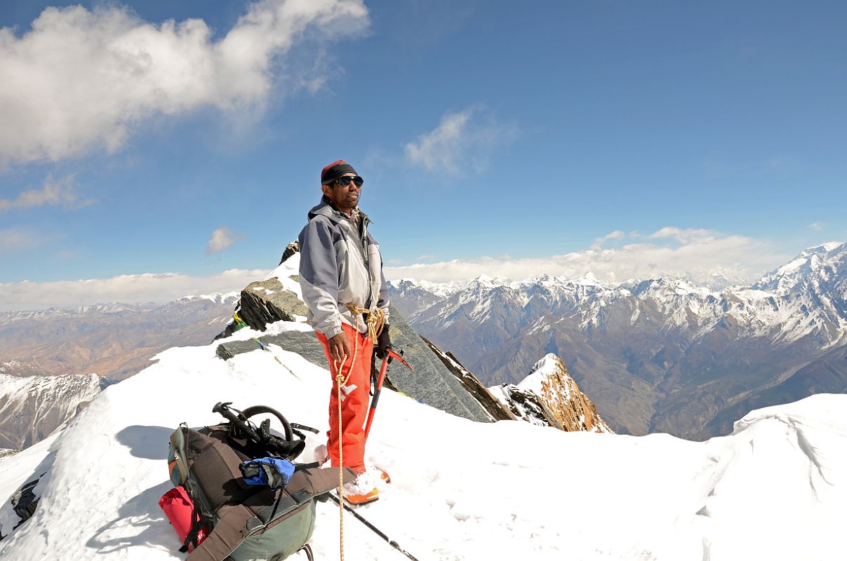 18 Climbing Sherpa Lal Singh Tamang On The Summit Of Dhampus Peak 6060m 